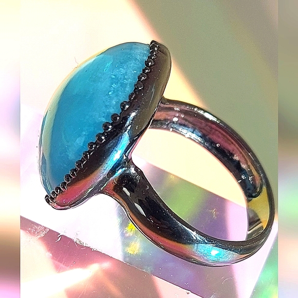 Natural 18 ct Not Enhanced Aquamarine 925 Sterling Silver Ring Sz 7.5 - Picture 3 of 9